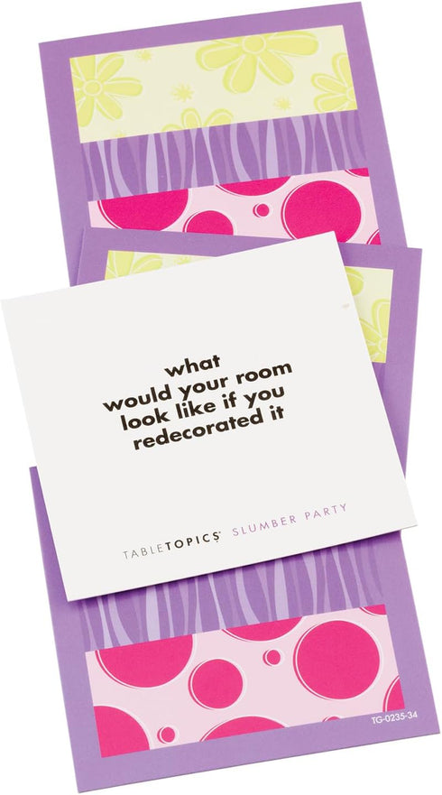 TableTopics Slumber Party to Go - 40 Fun Conversation Starter Cards for Young Girls, Sleepover Game