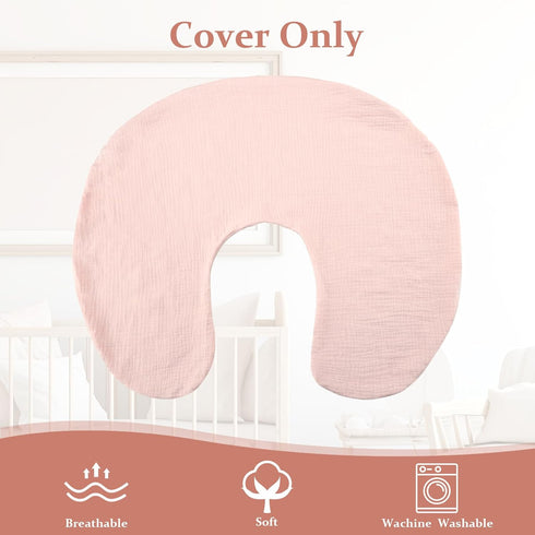 Baby Nursing Pillow Cover, Removeable Breastfeeding Pillow Slipcover, Muslin Nursing Pillow Case for Newborn Boys