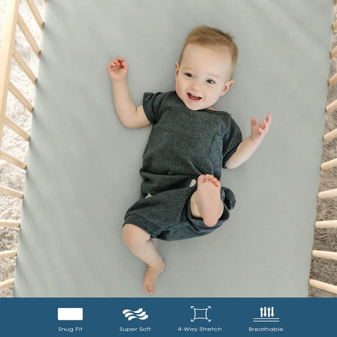Set 2 Pack, GRSSDER Jersey Crib Sheets for Boys and Girls, Stretchy Ultra Soft Crib Fitted Sheets Universal Fit All