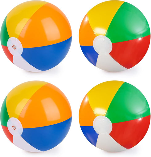 3 Otters 4PCS Beach Balls - 10inch Inflatable Pool Balls for Tropical Theme Party Favors