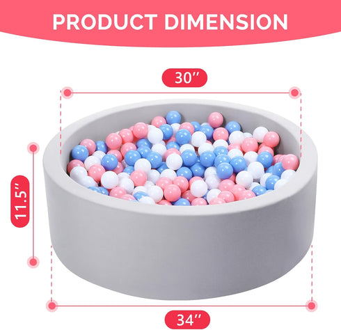 Wilwolfer Foam Ball Pit for Toddlers - Large Baby Ball Pit with Soft Memory Sponge - Indoor Outdoor Baby Playpen