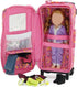 14 Inch Backpack 14" 15" Emily Rose Doll Travel Carrier - Pink Hearts Design with Wheeled Trolley, Removable Bed