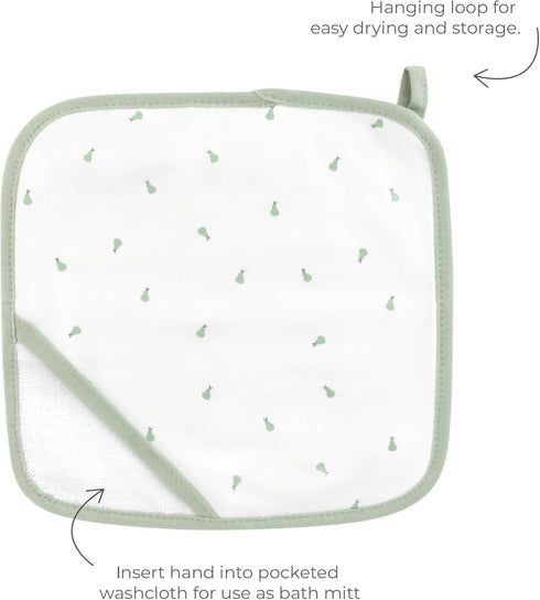 Set, 100% 35x35 10x10 Ely's & Co. Baby Hooded Towel and Wash Cloth Thick Absorbent Cotton Terry, for Newborn Baby