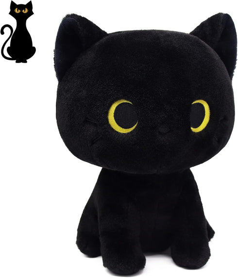 Cute Black Cat Plush Toy - Kawaii Black Cat Stuffed Animals - Creative Soft Stuffed Cat Plush Toys for Kids Boys Girls