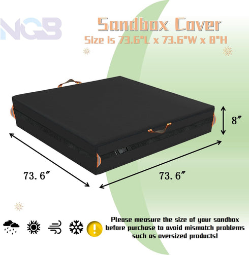 600D Handles,7.7 snap73.6" 73.6" 8" Square Sandbox Cover, Made Heavy Duty for Children's Sandbox Protection Kids