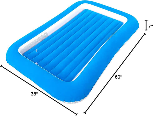 Inflatable Toddler Travel Bed with Safety Sides in Blue