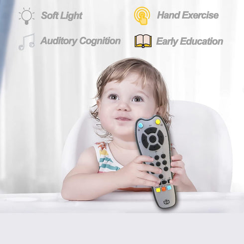 Kids Musical TV Remote Control Toy with Soft Light and Sound, Adjustable Volume Learning Toy for 6 Months+