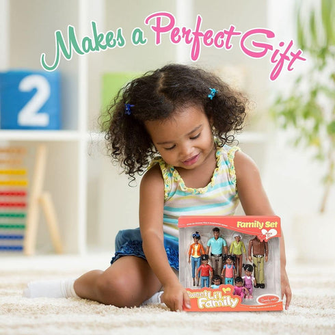 Beverly Hills Doll Collection Sweet Li'l Family African American Dollhouse People Set of 9 Action Figures