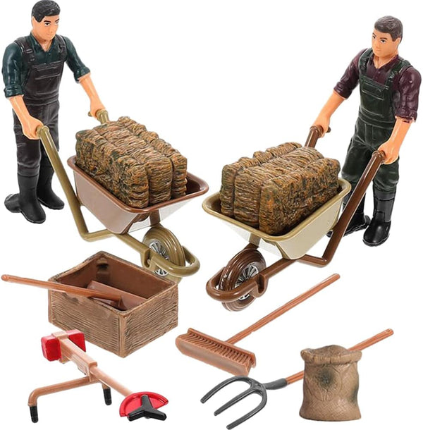 Toddmomy 12pcs Farm Accessories Model Miniature Farmers Figurines - Mini Farm for Kids & Toddlers