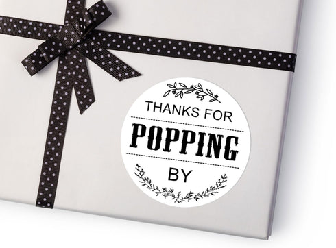 120 Ready to Pop Stickers - Baby Shower Favours, Thanks for Popping by, 1.6 Inch Round Design