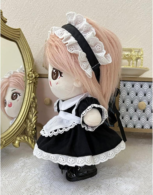 niannyyhouse 20cm Plush Doll Clothes, Headwear, Dress & Apron Maid Suit for 8in Soft Stuffed Plush