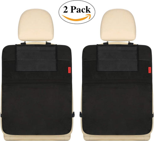 Kaiphy 10" 2Pack Car Backseat Organizer Premium Quality Car Kick Mats with Tablet Holder - Extra Large Pocket- Sturdy
