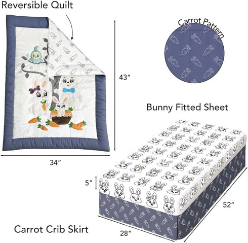 Dreamy Cotton LLC 3 Set 100% Set, Set Pieces of Bedding for Girls, Cool Gray Baby Girl Bedding Crib, Creative Baby Crib