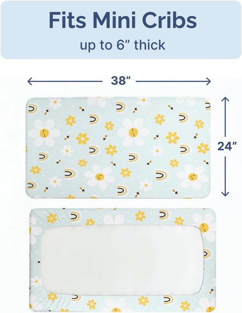 2-Pack Pack Pack 38 24in, Mini Crib Sheets Fitted - N Play Sheets for and Play Mattress - Stretchy Soft Microfiber