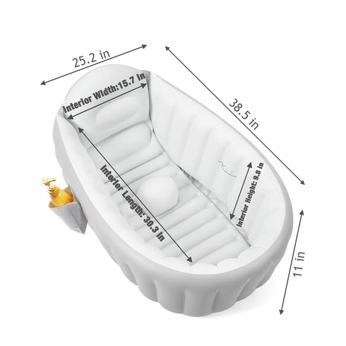 PandaEar Inflatable Baby Bathtub Toddler Tub for Shower, Collapsible Portable Bathtub for Kids, Baby Bath Tub 6-12 Months, Travel Baby Bathtub, Blow Up Tub for Baby with Air Pump