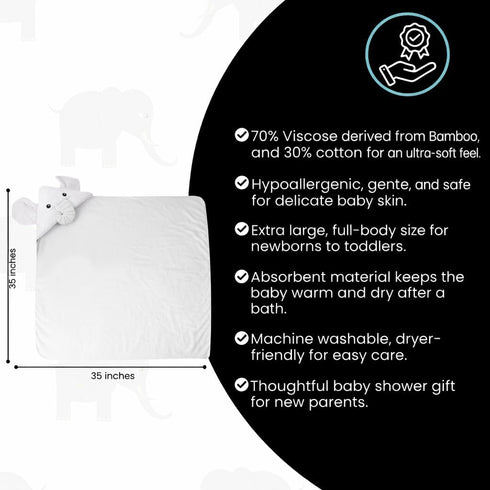 Premium Baby Towel for Bath with Hood, Extra Soft, Silky Smooth Fabric, Made from Viscose derived from bamboo