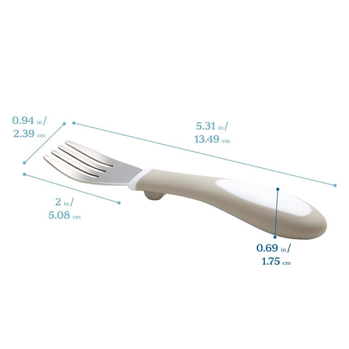 ECR4Kids My First Meal Pal Stainless Steel Forks, Toddler Silverware, 3-Pack, White, Light Grey