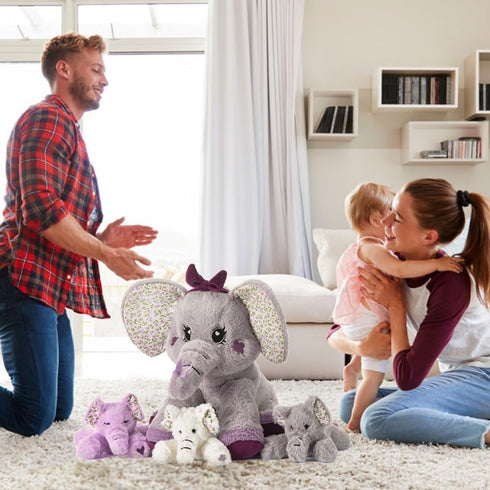Mommy 13" Set Elephant Stuffed Animal Mom and Baby Plush Toy, Cute Small Soft Mama Family Toys with Mini Little