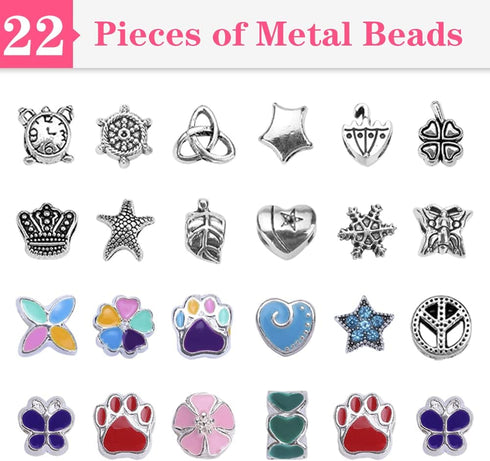 VICTLOV 126 Pieces Charm Bracelet Making Kit, DIY Craft for Girls, Unicorn/Mermaid Crafts Gifts Set for Arts and Crafts