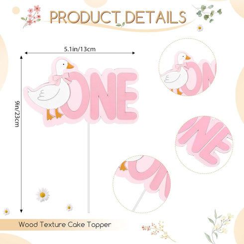 1st Goose Birthday Highchair Banner Hat Cake Topper Highchair Photo Prop for Birthday Party Decorations (Goose)