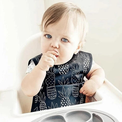 BapronBaby Pineapple Monochrome Bapron - Soft Waterproof Bib for Baby & Toddler, Machine Washable, Sz 6m-3T