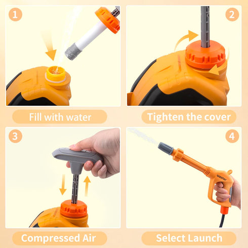 Kids Clean Car Wash Toy, Toddler Cleaning Set with Manual Pressure Washer, Pretend Play Gift for Ages 3+