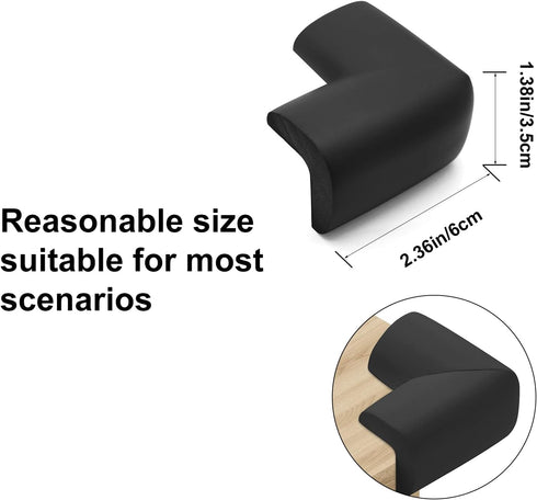 Wome 4 Pack (4, Bed Frame Corner Protector Black: Foam Rubber Guards Bumpers for Bed Table Cabinet Corner Safe Impact