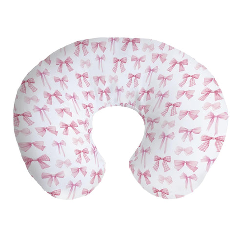 Cstdyfrv Pastel Pink Bows Plaids Nursing Pillow Covers Watercolor Valentines Bows Removable Breastfeeding