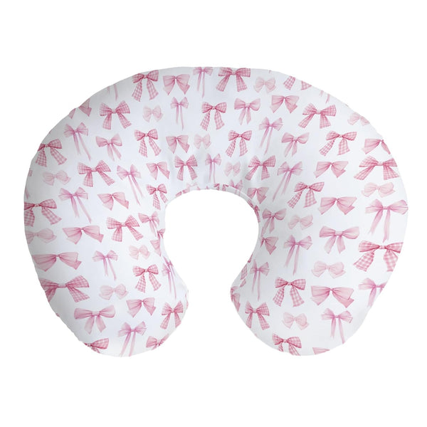 Cstdyfrv Pastel Pink Bows Plaids Nursing Pillow Covers Watercolor Valentines Bows Removable Breastfeeding