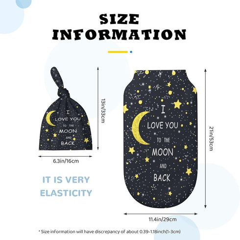I Love You to The Moon and Back Newborn Baby Swaddle Blanket with Beanie Hat Baby Receiving Blanket Gifts for Boys Girls