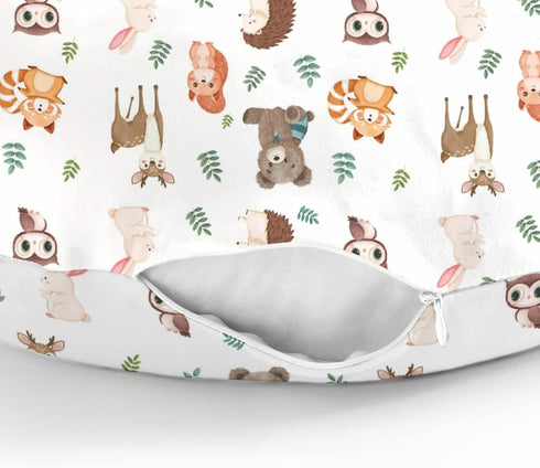 Cute Animals Leaves Baby Nursing Pillow Covers for Boy Girl Bear Deer Raccoon Squirrel Bunny Hedgehog Owl Nursery
