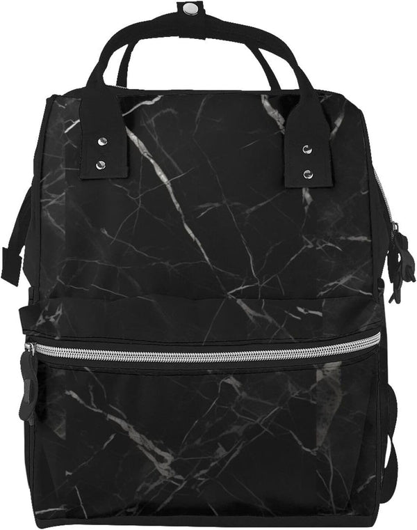 FHEDVBN Black Marble Diaper Bag Backpack for Women Multifunction Waterproof Mummy Backpacks for