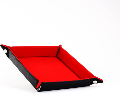 FanRoll Fold Up Velvet Dice Tray: Red with PU Leather Backing for Dungeons and Dragons
