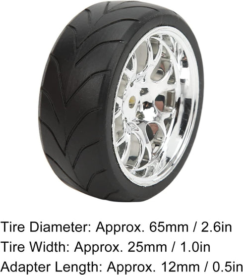 VBESTLIFE RC Tire Set, 4Pcs 2.6inch Rubber Tires with Plastic Rims for Most 1:10 Scale Flat Sports Car