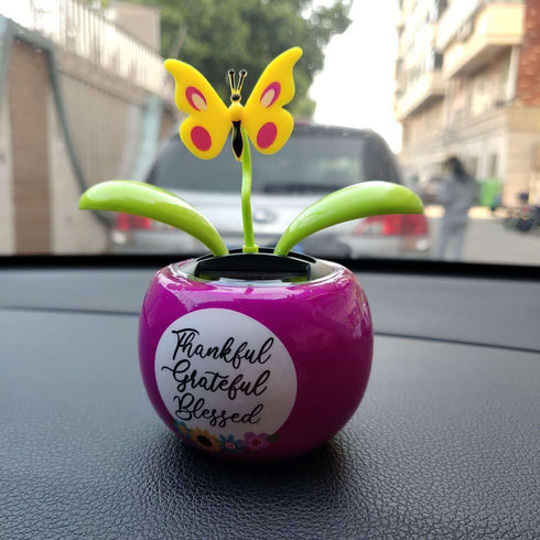 2Pcs Purple Solar Power Flip Flap Flower, Eco-Friendly Bobblehead Solar Dancing Flowers for Car Decoration