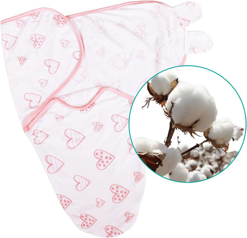 Biloban Swaddle Blankets for Baby Girl, 3-6 Months, Cotton Newborn Swaddle, Lovely Pink Print, 2 Pack