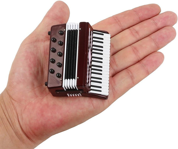 Dselvgvu Miniature Accordion with Case Mini Musical Instrument Accordion Replica Collectible Figurines Dollhouse