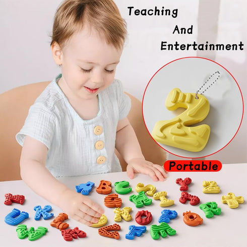 FunFusion 26PCS Set Alphabet Letter Fidget Toys, Textured Sensory Stress Relief for Autism ADHD Kids, Calming Anxiety