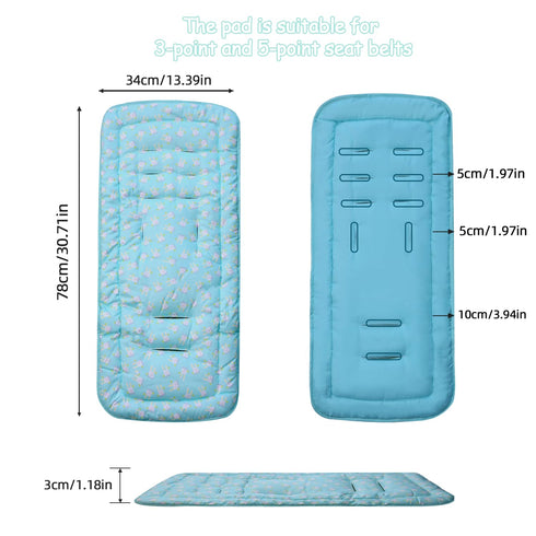 Ovelin 100% 34x78cm 1 Pack Baby Stroller Cushion, Baby Stroller Seat Liners Universal Stroller Liner, Cotton Breathable