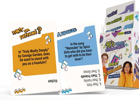 90's Song Lyric Game - Fun Music Trivia Game for Adults, Ideal for Millennials & Gen X