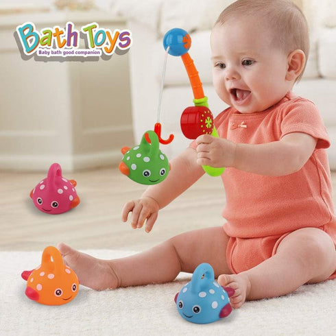 Dwi Dowellin Bath Toys Fishing Games, Swimming Whales Bath Time Bathtub Toy for Toddlers Baby Kids Infant Fish Set Age