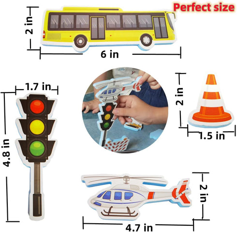 Foam Bath Toys for Toddlers, 29 Piece Vehicles Bath Stickers with Storage Bag for Fun Bathing Experience