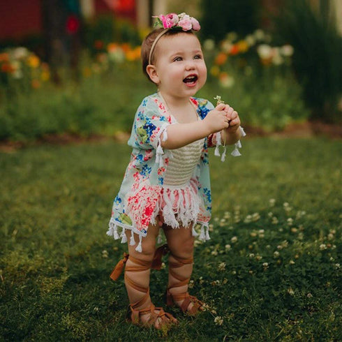 Baby Girl Floral Headbands, 3pcs Nylon Handmade Flower Crown Elastic Hairband for Newborn Toddler Hair Accessories