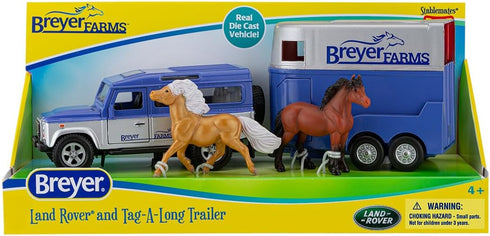 Playset 3.25 10.5 2.5 2 1:32 #59216, Breyer Horses Farms Land Rover and Tag-a-Long Trailer and | Die Cast | H x L x D |