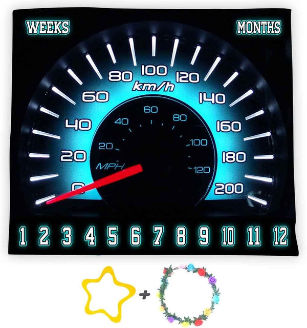 Racing Car Baby Monthly Milestone Blanket, 48x40in Soft Flannel, Newborn Mom Gifts, Baby Shower Tracker