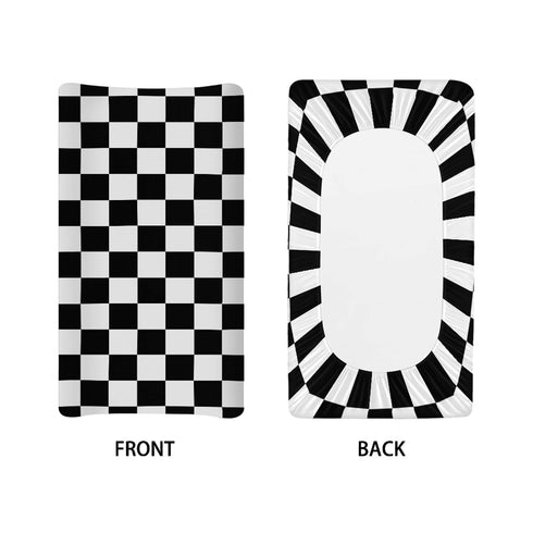 Generic 32x16 Black and White Checkered Changing Pad Cover for Baby Girls Boys Cartoon Breathable Diaper Change Table