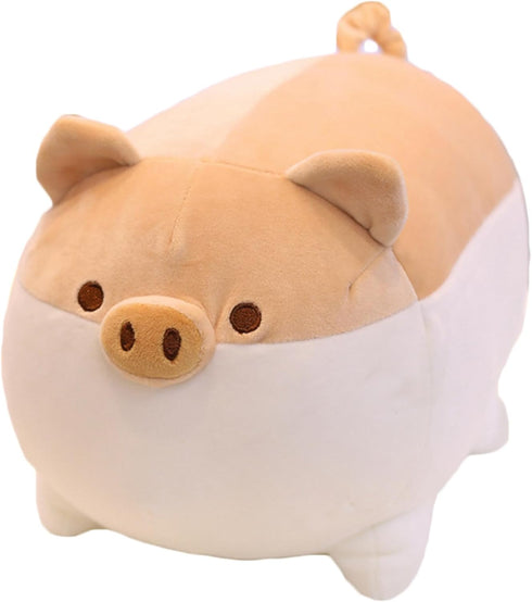 Levenkeness Soft Fat Pig Plush Hugging Pillow, Cute Piggy Stuffed Animal Doll, Brown, 15.7"