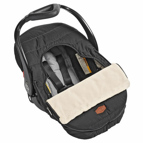 JJ Cole Winter Baby Car Seat Cover, Black, for Baby Seat or Stroller, Warm Sherpa Lining