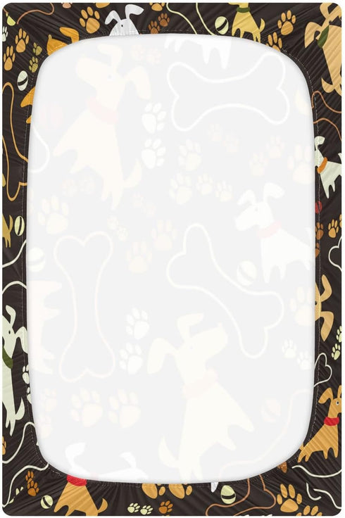 Cover,27" 39" 5" ATTX Fitted Crib Sheet Cute Cartoon Dog Paw Bone Baby Sheets for Standard Crib Toddler Mattress Cover