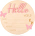 Lyreh Baby Announcement Board, Wooden Hello World Welcome Newborn Plaque Baby Birth Name